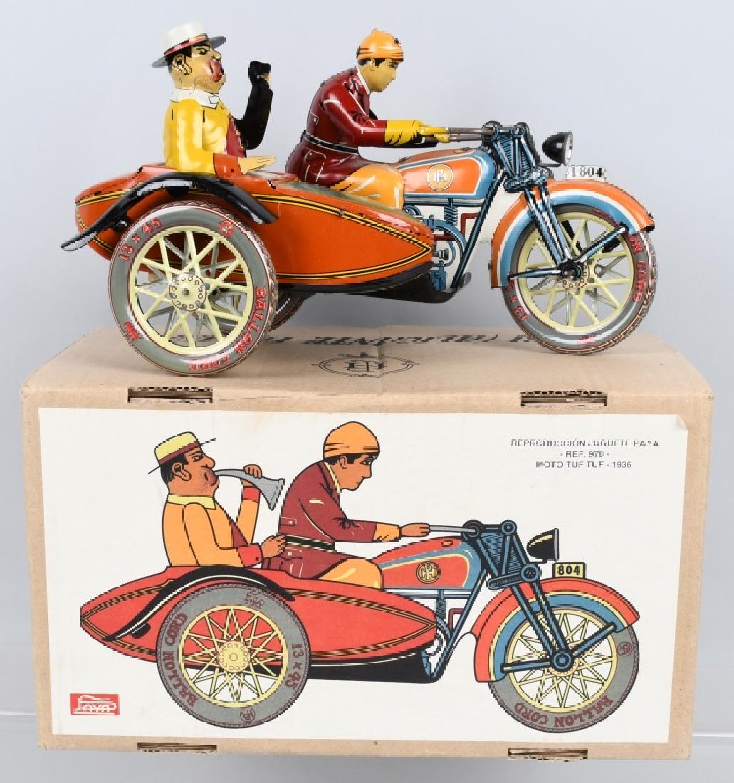 11" PAYA Tin Windup MOTORCYCLE & SIDECAR w/ BOX (1 of 3)