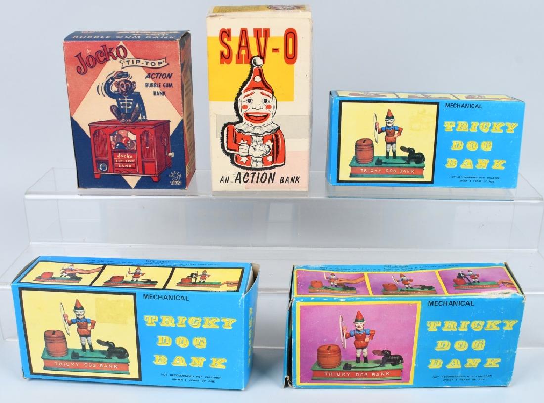 5-VINTAGE MECHANCIAL BANKS w/ BOXES (1 of 6)