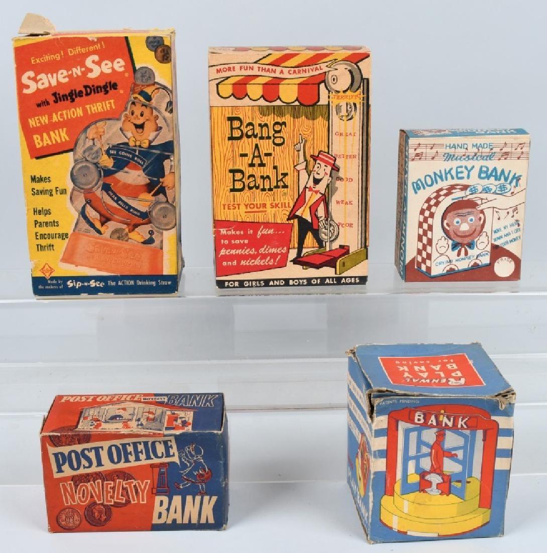 5-VINTAGE MECHANCIAL BANKS w/ BOXES (1 of 8)
