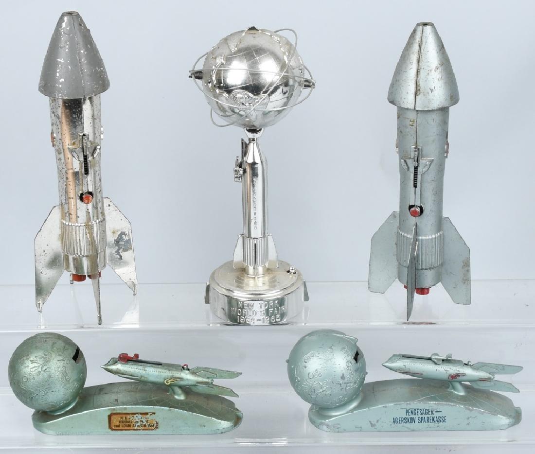 5-SPACE ROCKET diecast metal MECHANICAL BANKS (1 of 6)