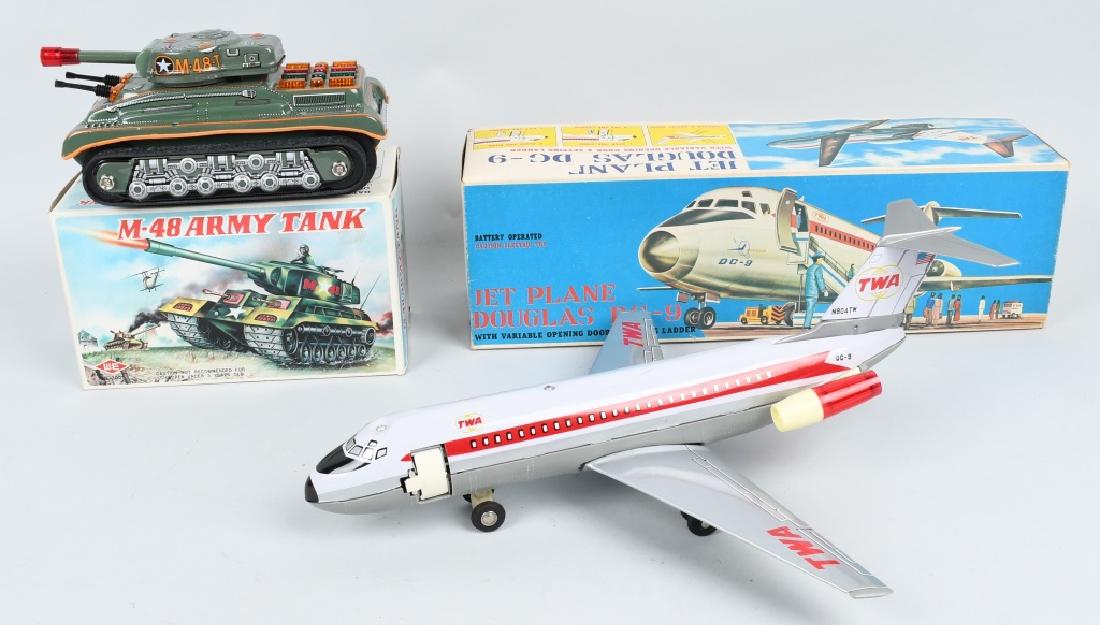 BATTERY OP JET PLANE & M-48 ARMY TANK w/ BOXES (1 of 11)