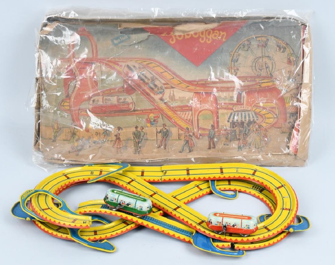 GERMAN TIN WINDUP TOBOGGAN w/ BOX (1 of 4)