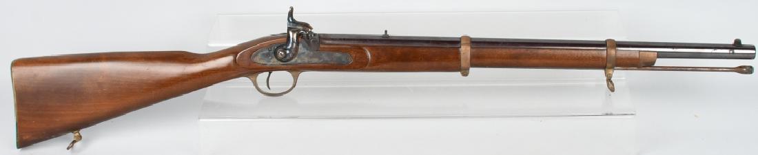 EUROARMS COOK & BROTHER .58 CARBINE, ITALY: SN 0736, Quality replica Confederate carbine made in Italy. 24" barrel, .58 caliber and uses 3 1/2 drams black powder. Worn finish on barrel with nice case colors on lock and hammer. Has brass hardwar
