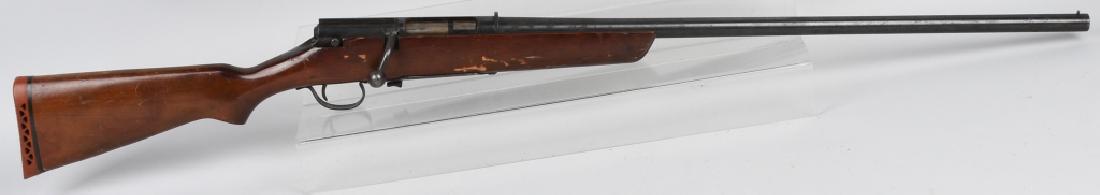 MARLIN GLENFIELD MODEL 50, 12 GA BOLT SHOTGUN: Pre 1968, no serial number, 28" barrel with nice clean bore. 12 gauge with full choke. Mostly smooth metal with traces of blue finish. Wood stock has a crack and some finish loss. Missing magazine. Go