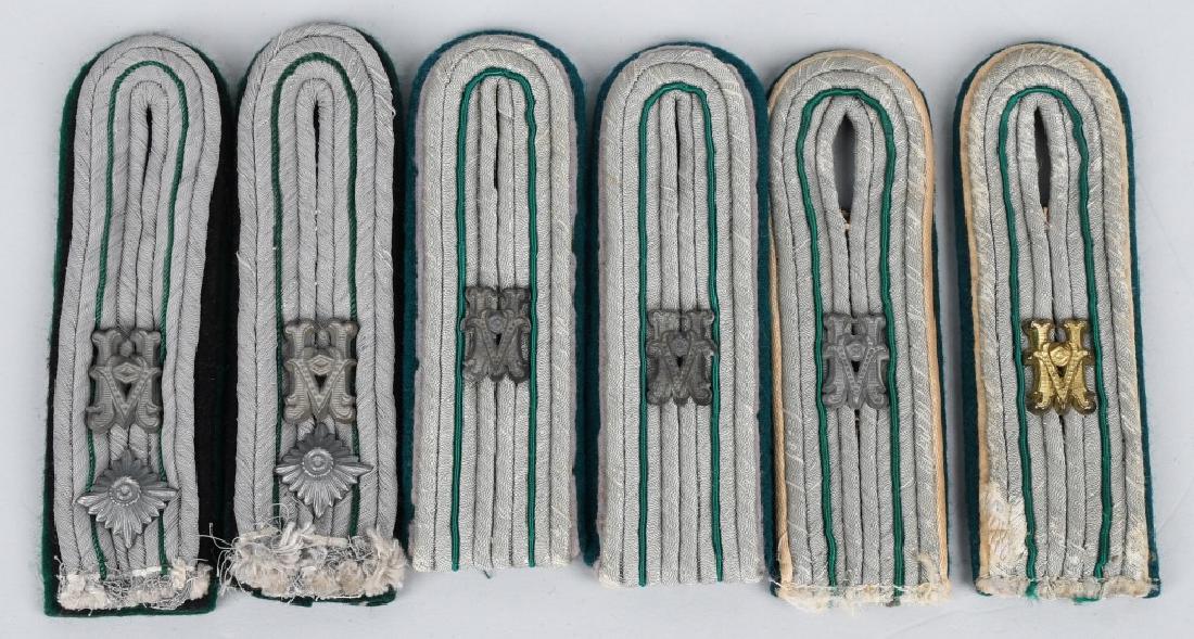 3-WWII NAZI GERMAN POLICE OFFICER SHOULDER BOARDS: 3- sets of Customs Police Officer shoulder boards. Tunic removed. Very Good-Excellent
