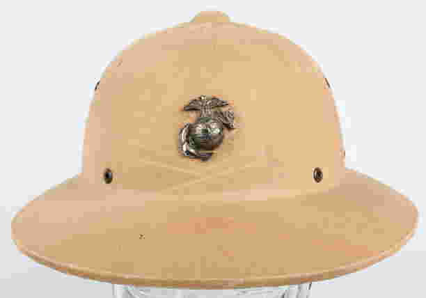 WWII US MARINE CORPS PITH HELMET WITH EGA