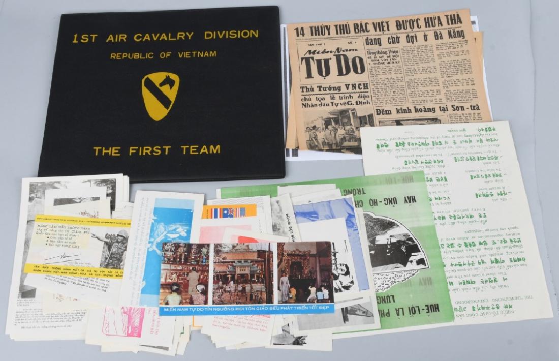 VIETNAM WAR U.S SOUTH VIETNAM PROPAGANDA PAMPHLETS: Group of 83 air drop propaganda leaflets dropped by the United States and South Vietnam during the Vietnam War in order to demoralize the North Vietnamese. All of the pamphlets are in Vietnamese. Also