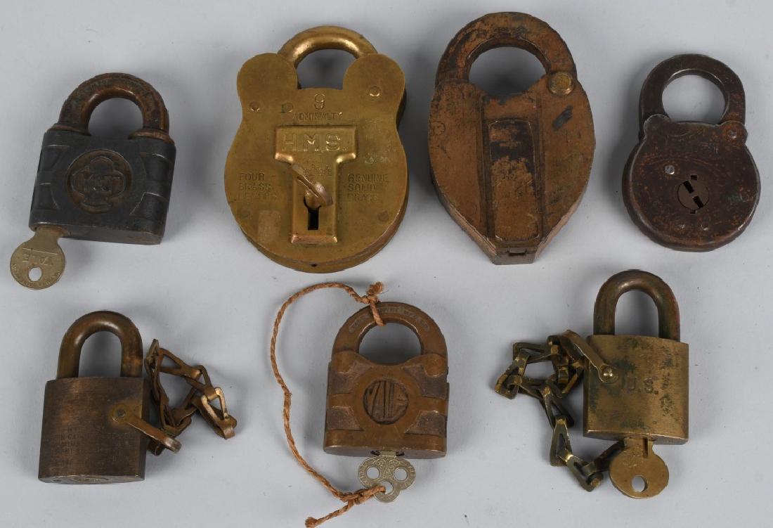 7- VINTAGE PADLOCKS w/ KEYS (1 of 5)