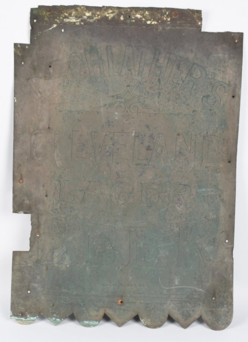 SCHLATHER CLEVELAND LAGER BEER BRASS SIGN (1 of 6)