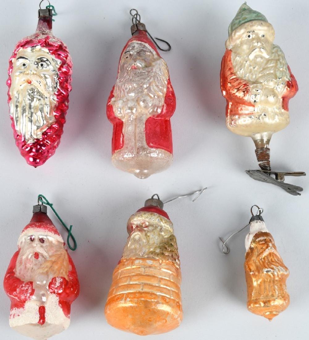 6-VINTAGE BLOWN GLASS SANTA CLAUS ORNAMENTS (1 of 4)