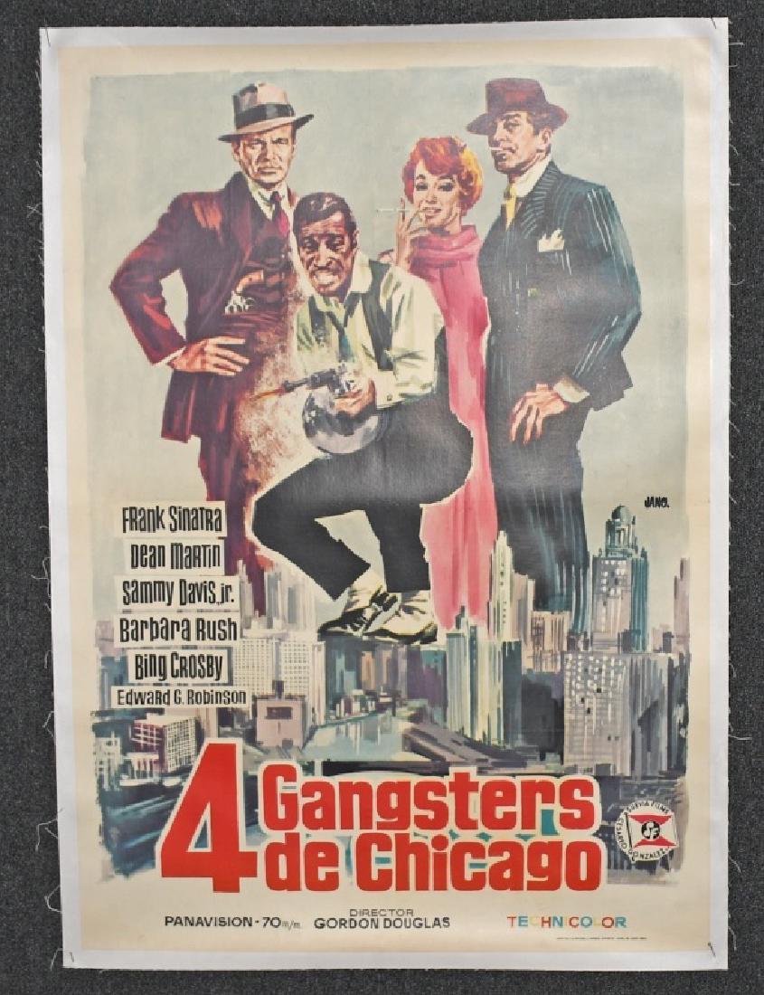 A Spanish Four Gangsters de Chicago Movie Poster: A Spanish Four Gangsters de Chicago Robin and the Seven Hoods Linen Backed Movie Poster 1965. H: 41 W: 27 in