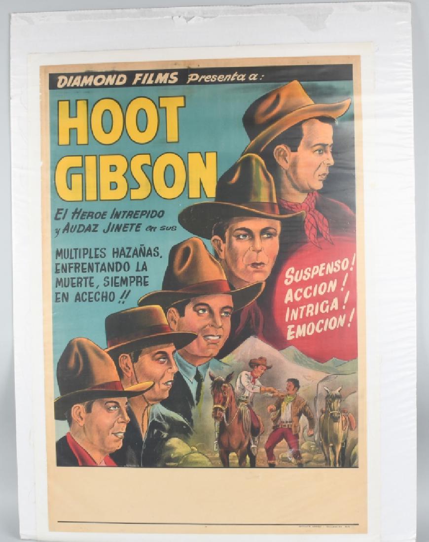 A Spanish Hoot Gibson Linen Backed Movie Poster: A Spanish Hoot Gibson Linen Backed Movie Poster ca. 1940s. H: 44 3/4 W: 31 in.