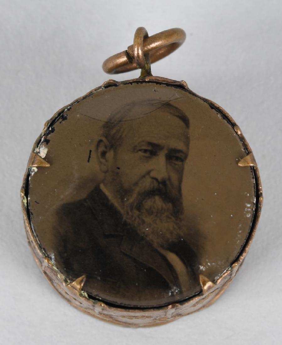 1892 HARRISON & REID TIN TYPE PHOTO DRUM CHARM (1 of 5)