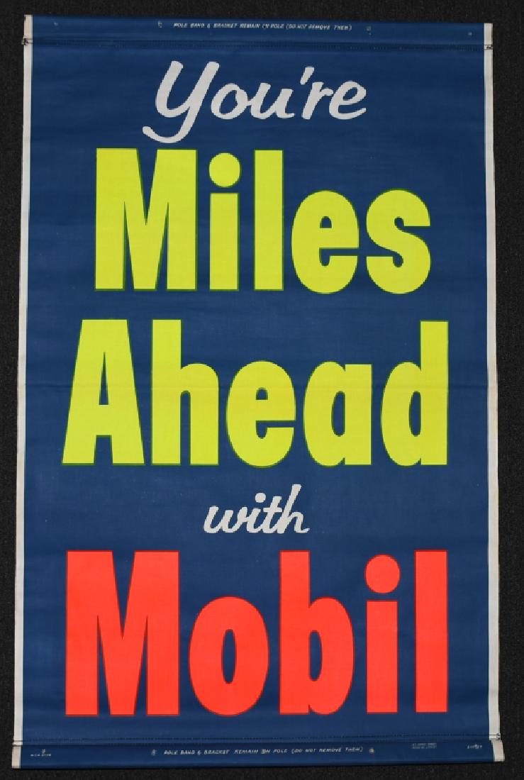 MOBIL CANVAS ADVERTISING BANNER: Nice original Mobil Advertising Banner. 56"x36" Excellent