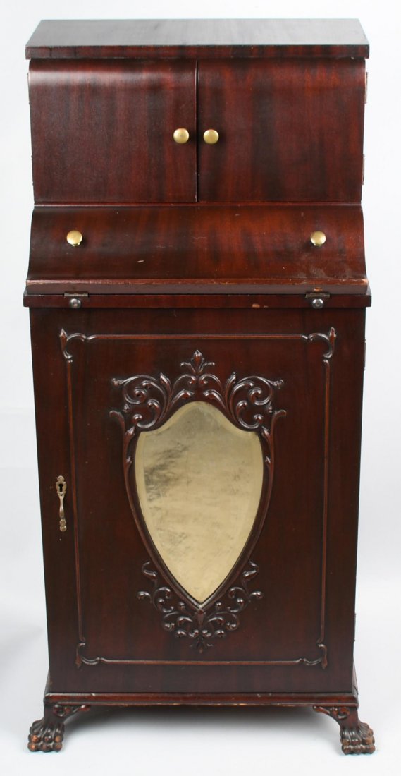 VICTORIAN MAHOGANY DESK w/ BEVELED MIRROR (1 of 6)