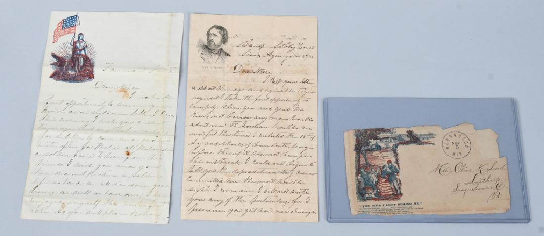 CIVIL WAR LETTERS DAKOTA INDIAN WARS MINNESOTA: Two letters written by William Stephens of Colburn's Company Minnesota Citizen soldiers. In both letters he writes to his niece in Pennsylvania and references the Sioux uprising - Dakota wars. His fir