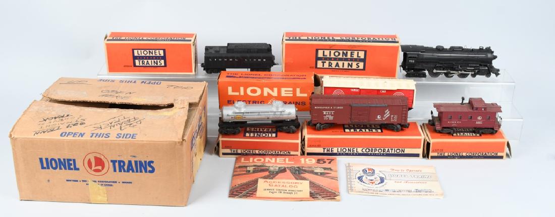 LIONEL OUTFIT 2201WS POSTWAR W/ SET BOX: Lionel outfit 2201ws postwar with set box 685 engine both jewel holders excellent condition with original box missing one end. 6026W tender missing 1 step very good condition original box has all flap