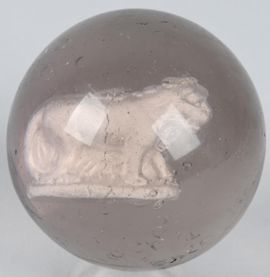 LARGE LION SULFIDE MARBLE: Large Lion Sulfide Marble. Looks to be lightly buffed. 2 23/64" Near Mint