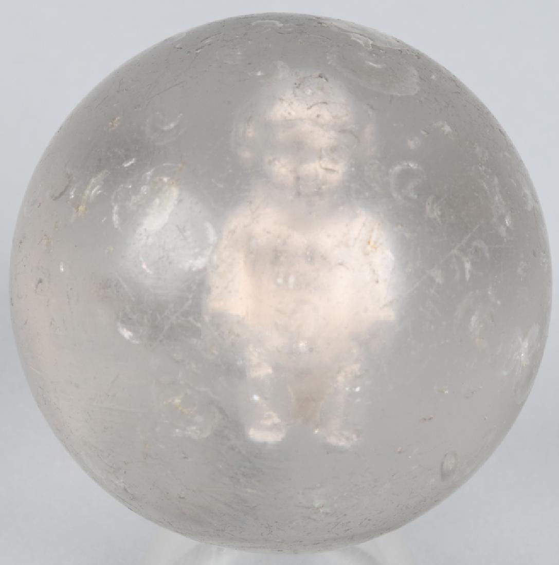 SEATED CHILD SULFIDE MARBLE: 'RARE" Seated Child Sulfide Marble. Has some damage. 2 9/64" Very Good