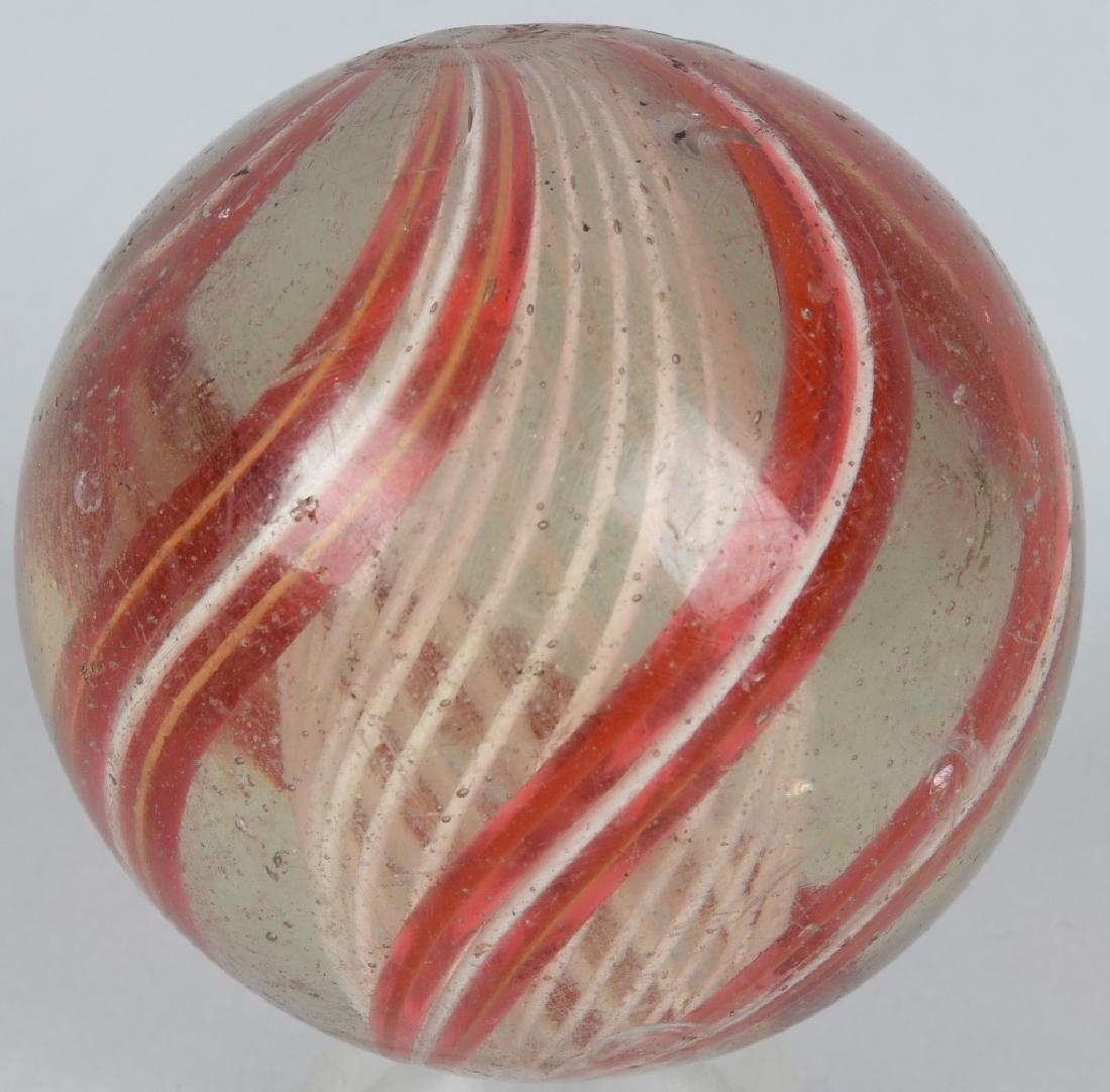 LARGE WHITE LATTICINO MARBLE: Large White Latticino Marble. Only a few minor chips. 2 5/16" Excellent -Near Mint