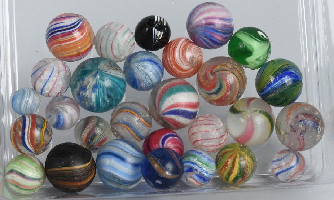 LOT OF HANDMADE MARBLES: Lot includes Swirls, Onionskins, and More. All with some damage. Largest 3/4"