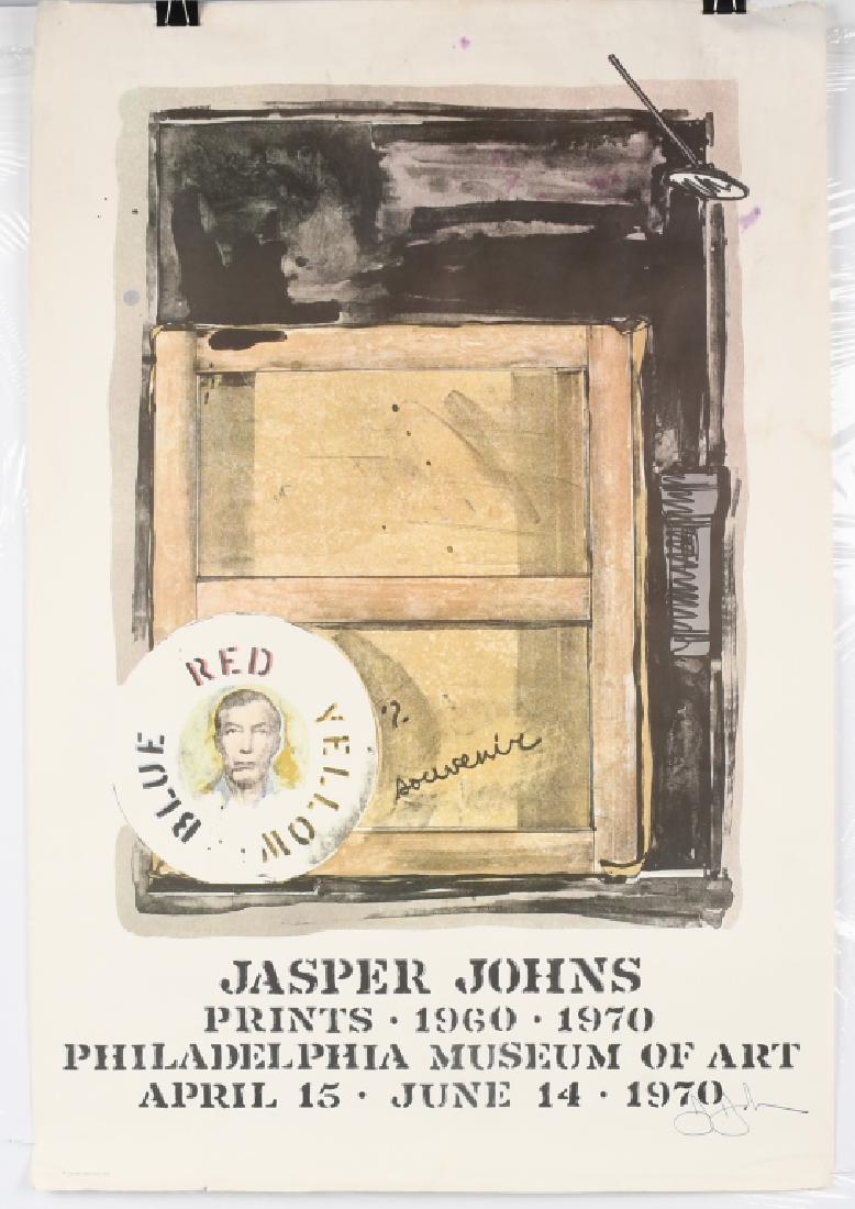 PHILADELPHIA MUSEUM JASPER JOHNS SIGNED POSTER: 1970 Philadelphia Museum of Art Jasper Johns Exhibit Poster. Signed lower right by Jasper Johns. 34"x24" Excellent