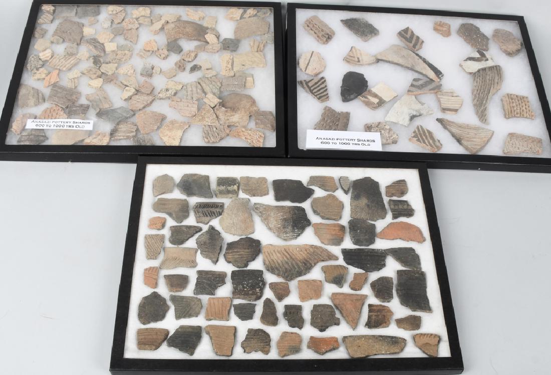 LARGE LOT of ANASAZI POTTERY SHARDS: The Anasazi Indians, also known as the ancient people are the ones are well known for their cliff pueblos in the four corners area of what is now Arizona, New Mexico, Colorado and Utah. This lot conta