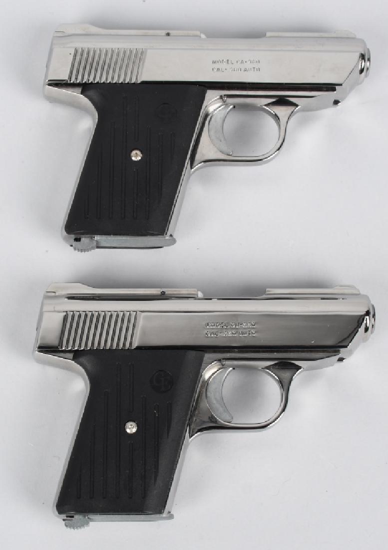 PAIR OF 2 COBRA CA380 CHROME PISTOLS 380 ACP: SN CPO72174 & CPO72177. 2.8" barrel, semi automatic pistols both in .380 ACP. Cobra Enterprises of Utah, Inc. Model CA-380. Featuring chrome finish, blowback single action, both near mint - bore and a