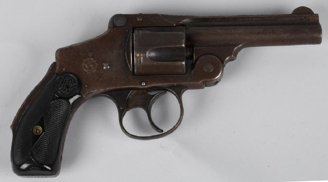 SMITH & WESSON .38 DA FOURTH MODEL REVOLVER: SN 177693, Smith & Wesson .38 double action safety fourth model revolver. 3 1/4" barrel with very good bore. Smooth metal with nice markings and traces of blue finish in protected areas. Original grip