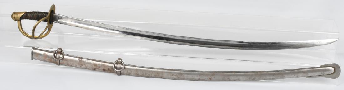 CIVIL WAR MODEL 1840 CAVALRY SWORD: Nice original Civil War import Model 1840 cavalry sword. 42" overall with a 35 1/2" blade. The blade is bright and clean and has visible brush marks at ricasso. There are no markings. The hilt is tigh