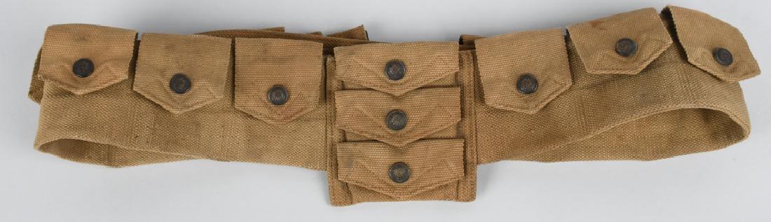 EAGLE SNAP 1912 US CAVALRY BANDOLIER MILLS BELT: Very nice cartridge bandoleer with rimmed eagle button snaps. Nicely marked MILLS and 1916. Light wear. Very Good-Excellent