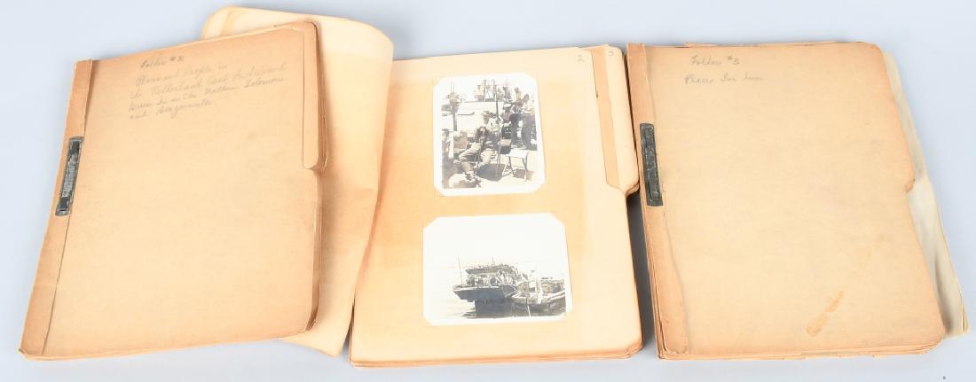 WWII US AFRICAN AMERICAN 93RD DIV PHOTO GROUPING: 4 folders full of photos, newspaper clippings, and documents belonging to a member of the segregated 93rd Infantry Division in World War II. Original post newspapers and photo essays about Japanese an