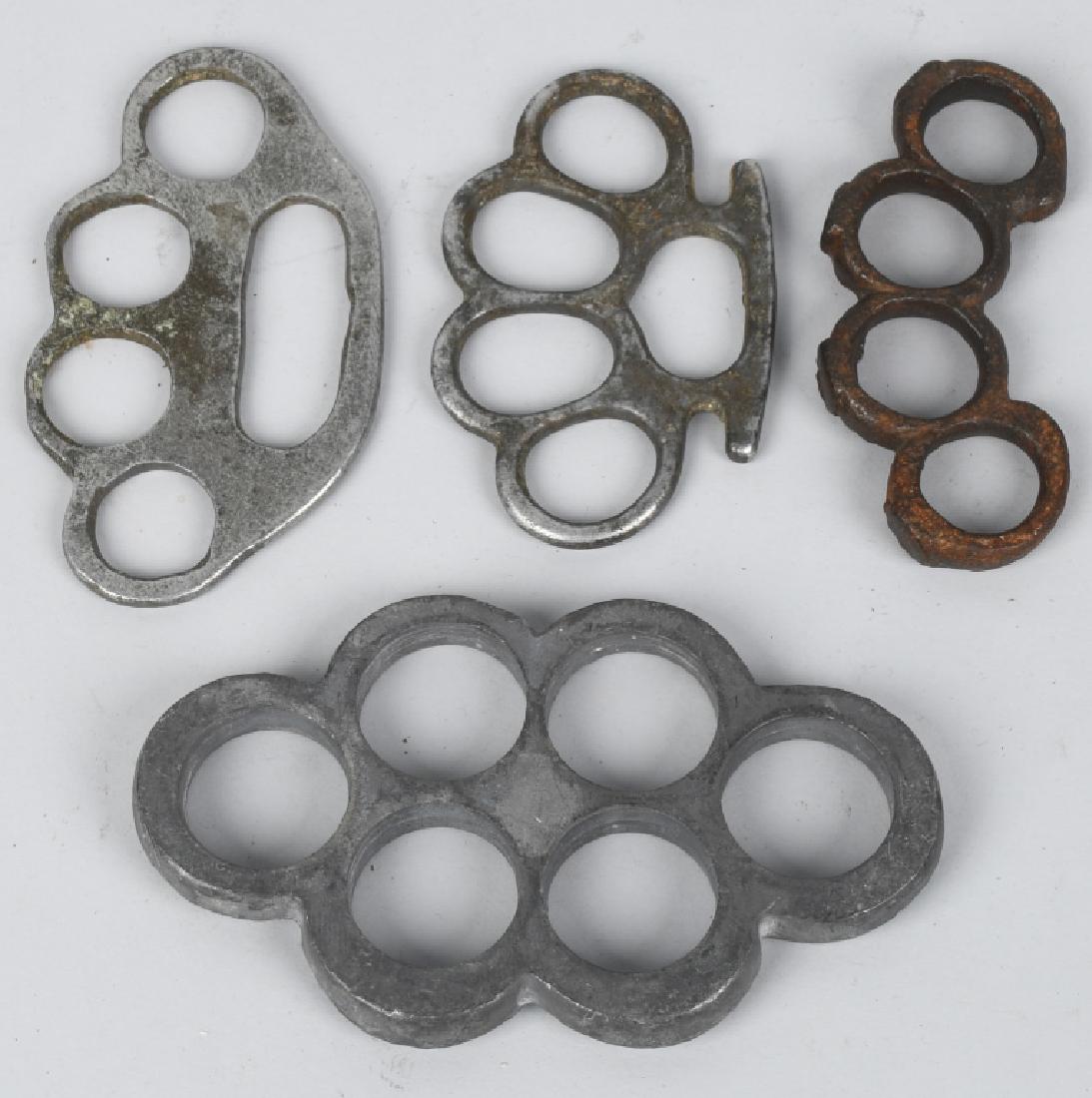 LOT 4 VINTAGE ALUMINUM PEWTER KNUCKLE DUSTERS
