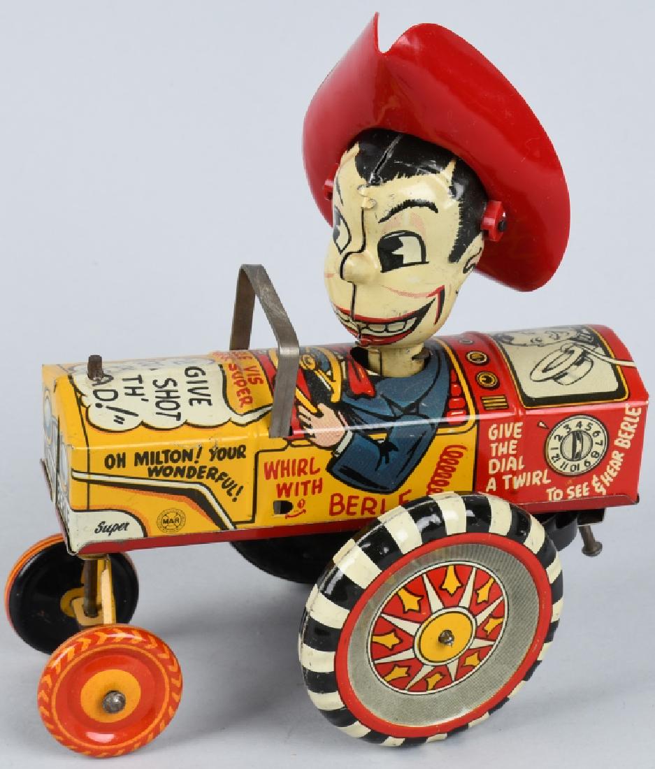 MARX Tin Windup MILTON BERLE CRAZY CAR: All original and complete. Nice colors. Works. 6" Excellent