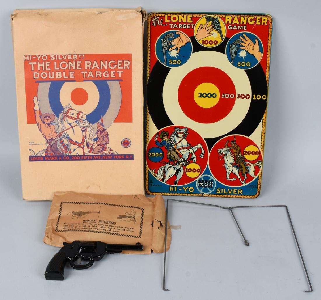 MARX LONE RANGER DOUBLE TARGET w/ BOX: Nice colors and graphics. With gun and box. 17" Excellent