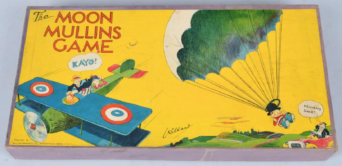 1927 Milton Bradley MOON MULLINS GAME: Great early comic character game. Looks mostly complete with colorful box. 16 1/2" Excellent