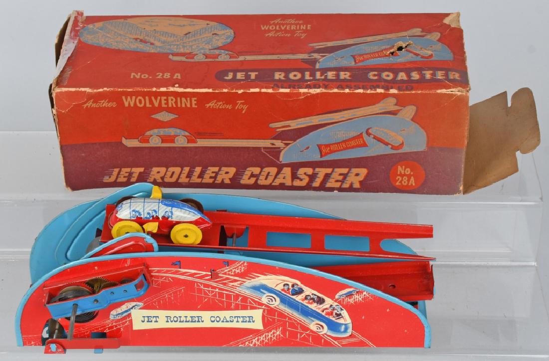 WOLVERINE Tin Windup JET ROLLER COASTER w/ BOX: All original and complete. Windup works. Comes box. 12" Excellent