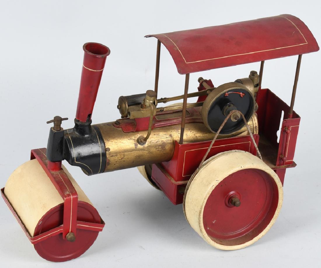GERMAN FLEISCHMANN LIVE STEAM ROAD ROLLER: Nice looking 12" by 8 1/2" Fleischmann live steam road roller. Complete except for the burner. Very Good-Excellent