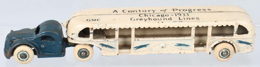 ARCADE cast iron 1933 CHICAGO WORLDS FAIR BUS: All original 1933 Chicago World's Fair Greyhound bus. Measures 10". No cracks or breaks. Excellent