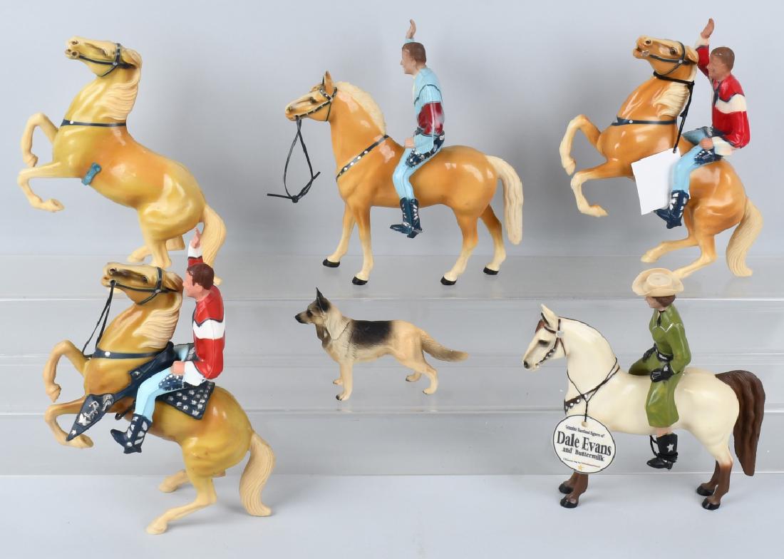 ROY ROGERS & DALE EVANS HARTLAND LOT: Includes 3 Roy Rogers, 1 Dale Evans, Bullet, and 5 Horses. Very Good-Excellent