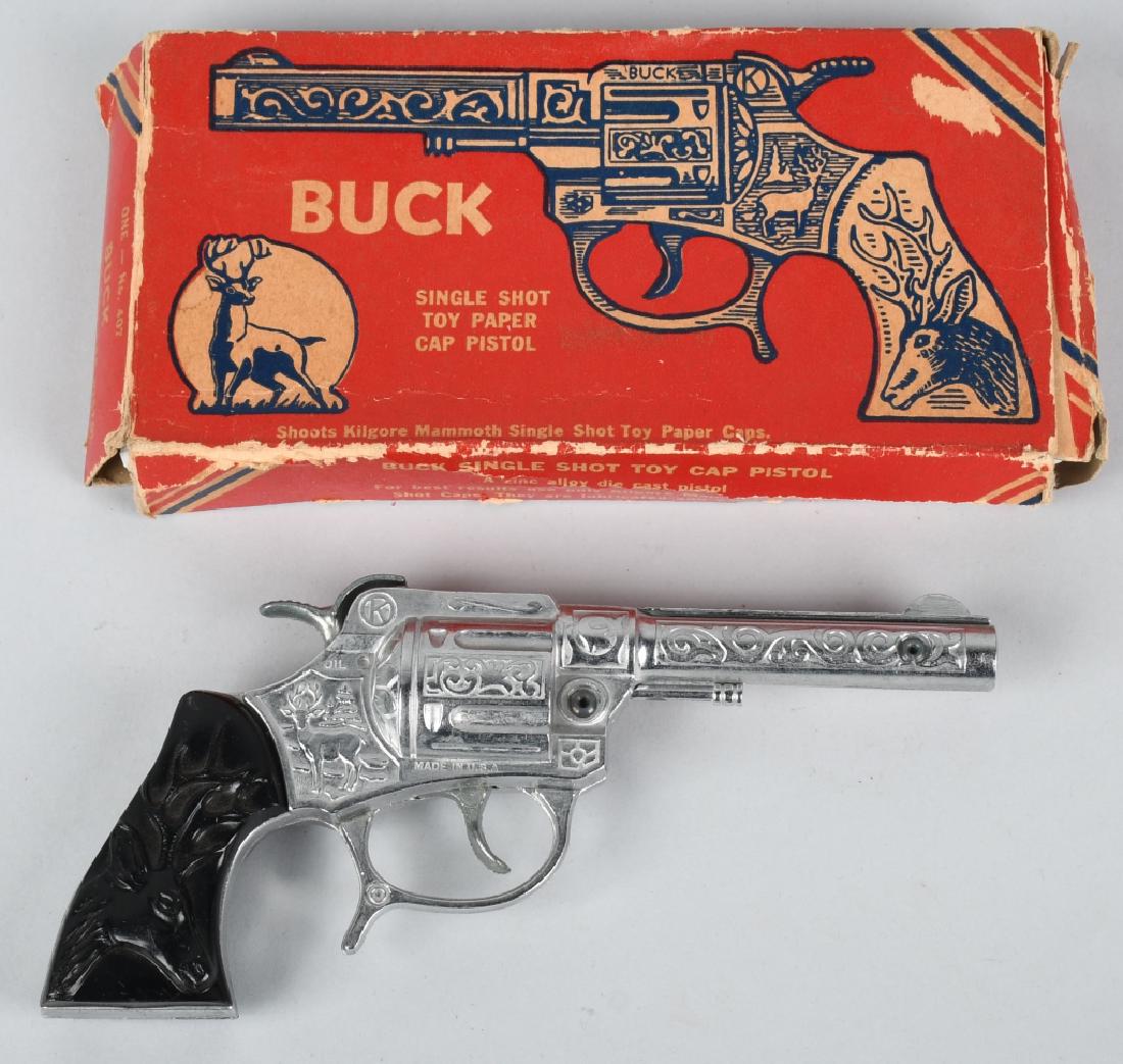 KILGORE BUCK CAP GUN w/ BOX: New Old Stock with Box. 8" Excellent