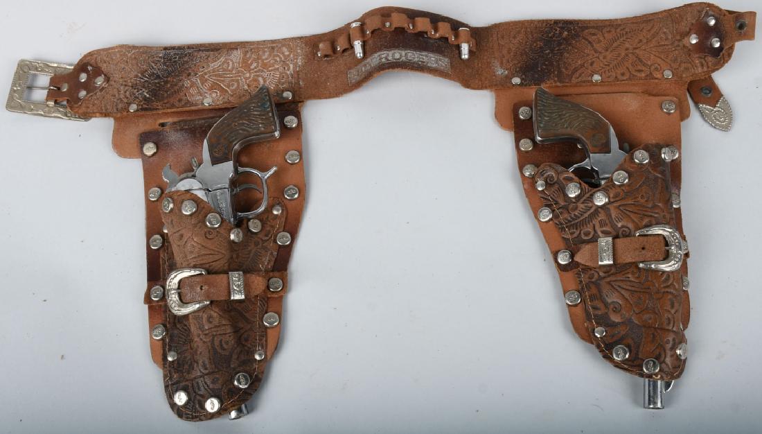 ROY ROGERS CAP GUN SET w/ LEATHER HOLSTER: Roy Rogers Cap Gun Set both original and work. With leather Holster. 10 1/2" Very Good-Excellent
