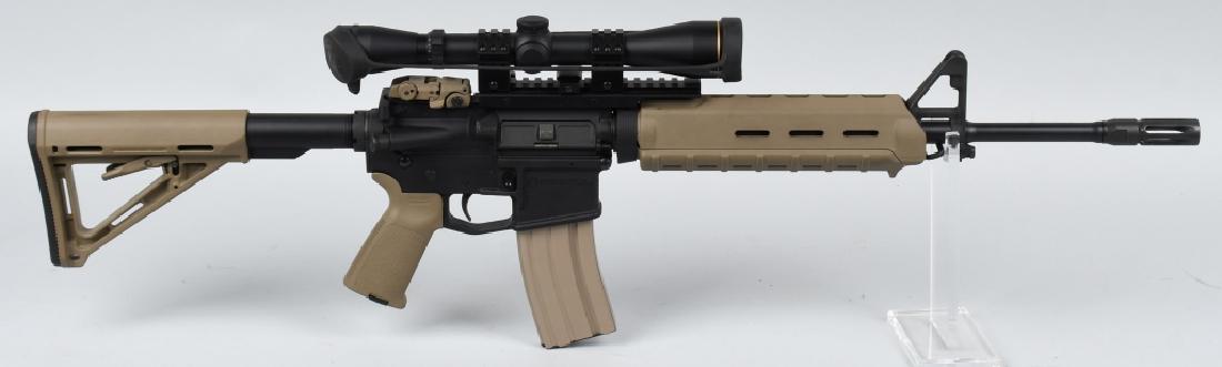 SMITH & WESSON M&P 15 SEMI AUTO RIFLE 223: SN SP65856. 18.5" Barrel semi automatic carbine rifle in .223. Smith & Wesson M&P 15. Features MagPul desert / coyote tan furniture, including a 5-position M4 collapsible stock. Includes 1 30-round de