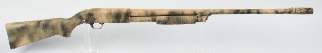 ITHACA FEATHERLIGHT MODEL 37 12 GA PUMP SHOTGUN: SN 760019-2 (on barrel); manufactured in 1961. 28" barrel pump action shotgun in 12 GA. Ithaca Model 37 Feather Light. Features wooden stocks, engraved duck hunting scene on receiver, and has been fit