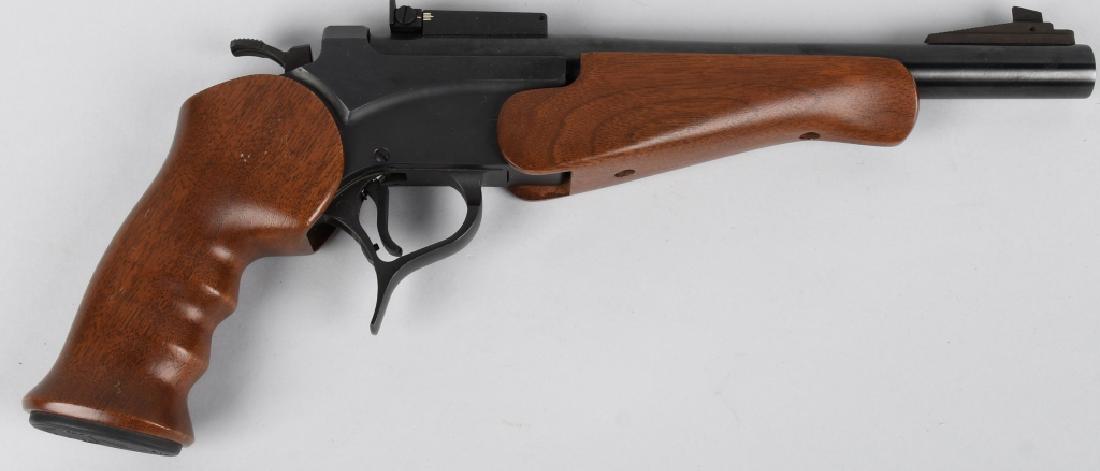 THOMPSON CENTER ENCORE 50 AE PISTOL: SN 2122. 10" barrel single shot target pistol in .50 AE. Thompson Center Encore with TC Encore 50 Action Express barrel. Features standard Thompson Center sights, smooth wood forend, ergonomic smooth 