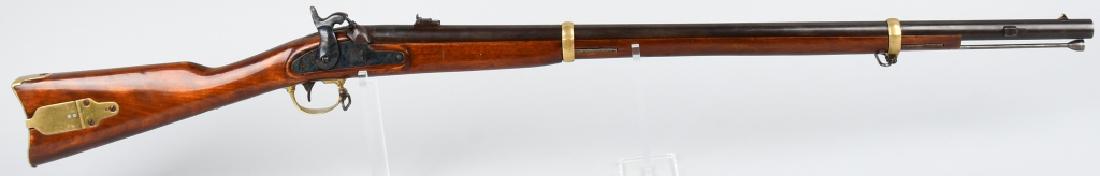MIROKU BLACK POWDER US 1861 58 CALIBER RIFLE: SN 147. 33" round barrel, muzzle loading black powder rifle in .58 Caliver. Miroku Japan replica of 1861 Zouave .58 Rifle. Features wood stock, brass fittings, adjustable rear sight, case hardened sid