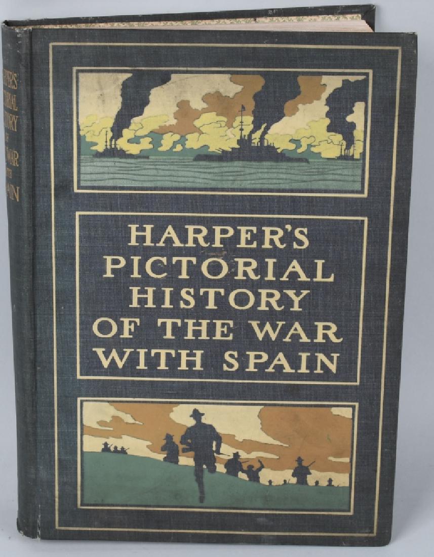 HARPER'S PICTORIAL HISTORY OF THE WAR WITH SPAIN: Harper's Pictorial History of the War With Spain. New York and London: Harper & Brothers, 1899, with an introduction by Major General Nelson A. Miles. Profusely illustrated, with bright chromolithogra