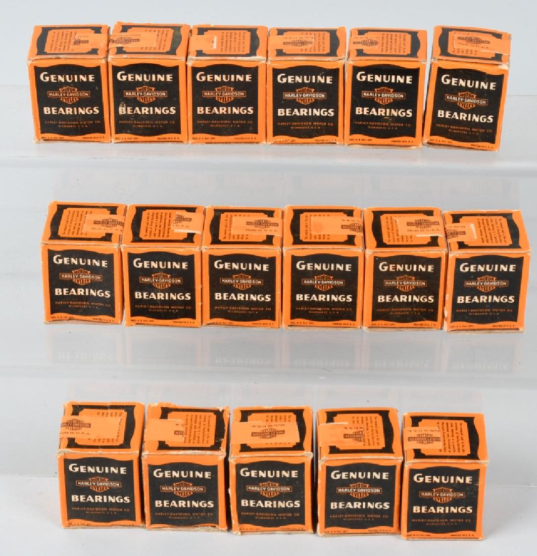 17- VINTAGE NOS HARLEY DAVIDSON BEARING w/ BOXES: 17 New Old Stock Harley Davidson Bearing in Orange and Black Harley Boxes. 2 1/2" Excellent