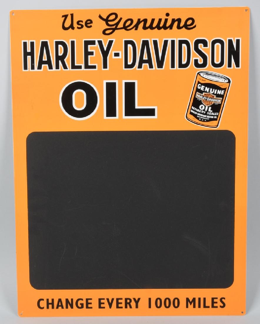 HARLEY DAVIDSON OIL TIN CHALKBOARD SIGN: Modern Harley Davidson Oil tin chalkboard Sign. Great looking sign 24"x18" Excellent