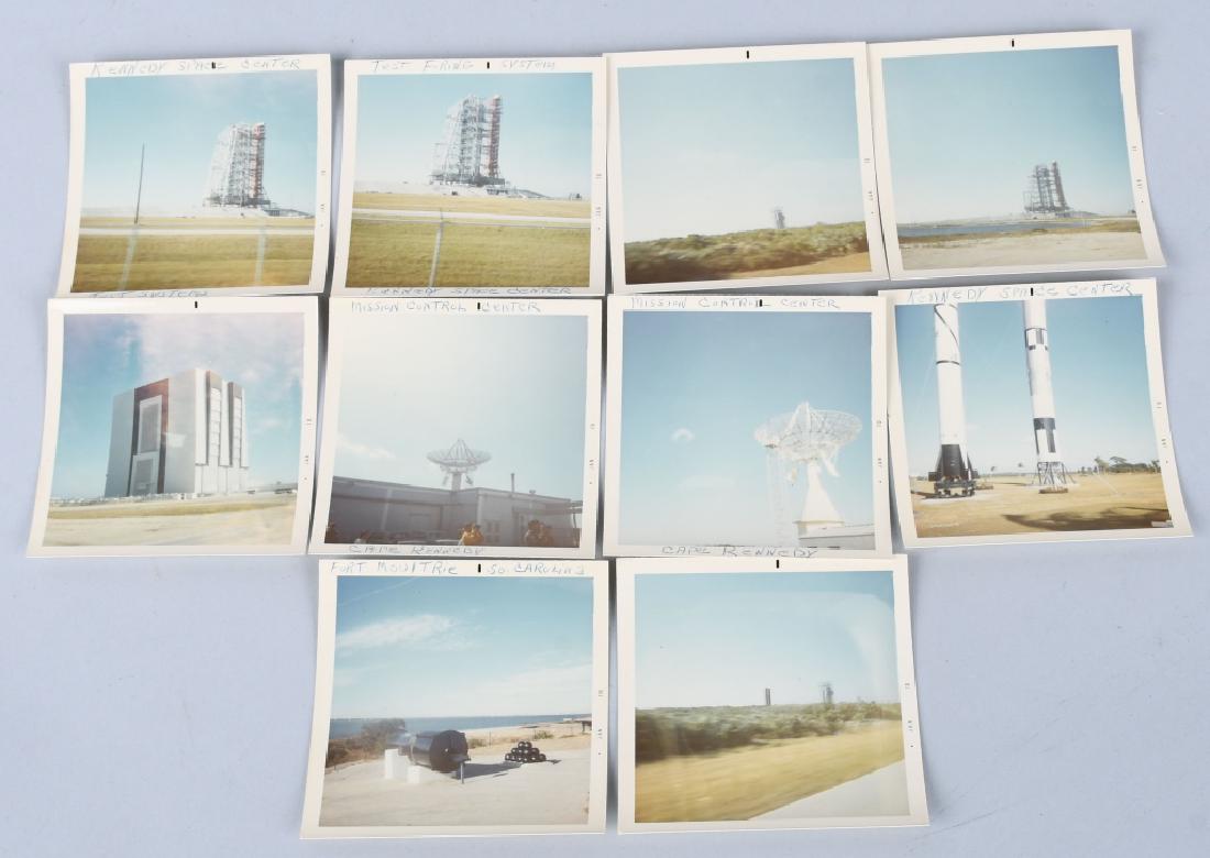 10 ORIGINAL PHOTOS OF CAPE KENNEDY MISSION CONTROL: Set of 10 Photos, date December 22, 1969 on the back, with a print date of January 1970. "Test Firing System - Kennedy Space Center" / Cape Canaveral. 9 photos show the rocket launch system at Kennedy